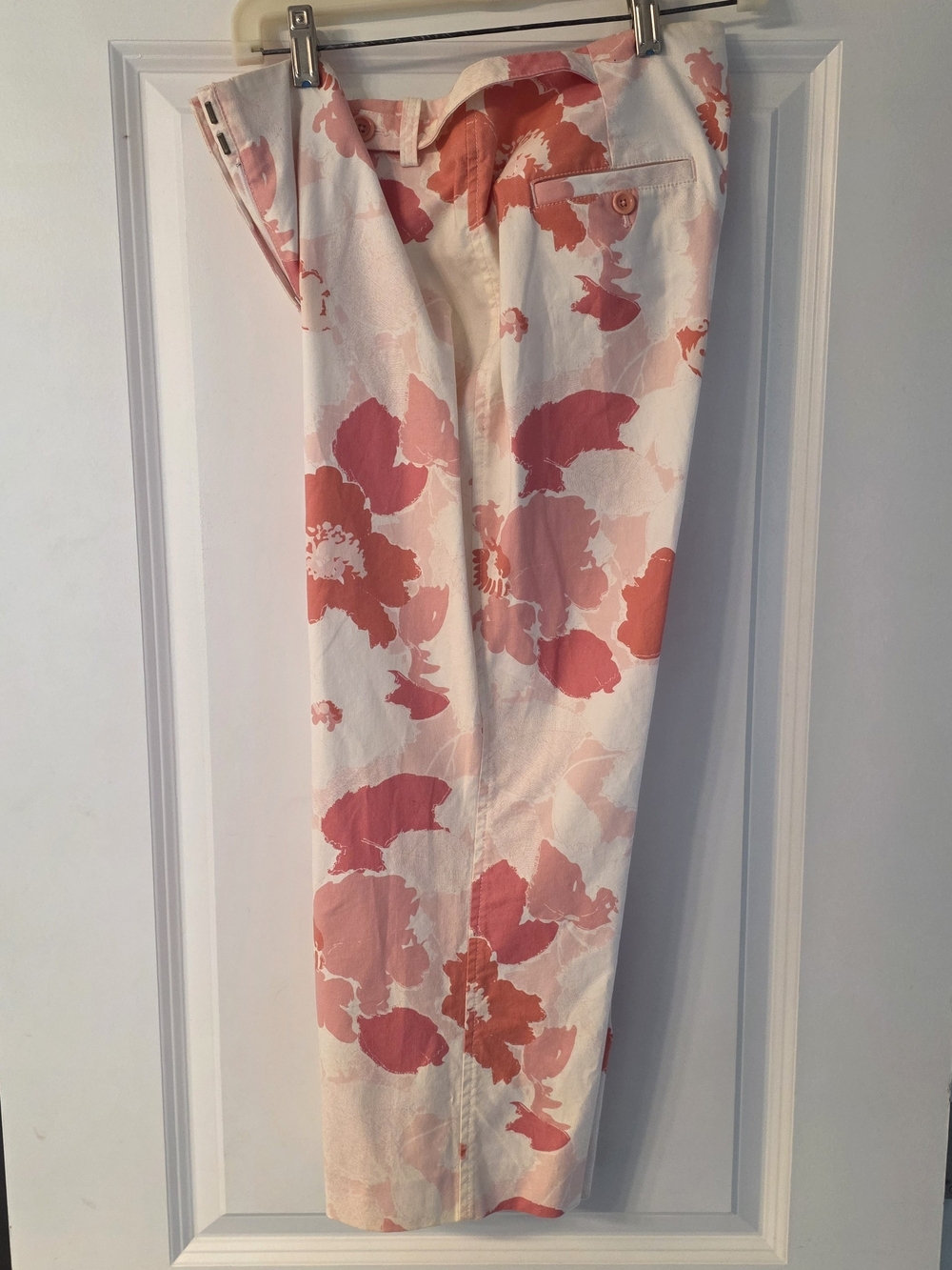 Floral Wide-Leg Pants in Coral & White